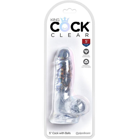 KING COCK - CLEAR PÉNIS RÉALISTE AVEC BOULES 10.1 CM TRANSPARENT KING COCK