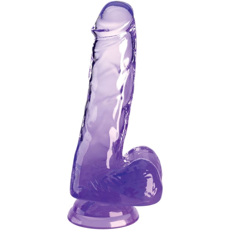 KING COCK - CLEAR PÉNIS RÉALISTE AVEC BOULES 13.5 CM VIOLET KING COCK