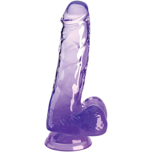KING COCK - CLEAR PÉNIS RÉALISTE AVEC BOULES 13.5 CM VIOLET KING COCK