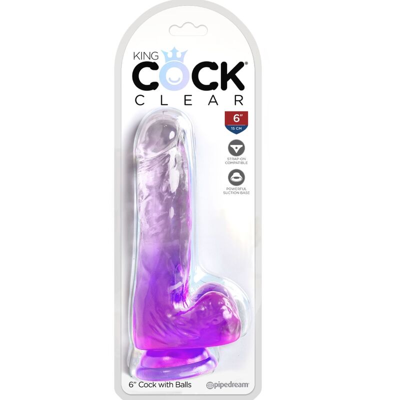 KING COCK - CLEAR PÉNIS RÉALISTE AVEC BOULES 13.5 CM VIOLET KING COCK
