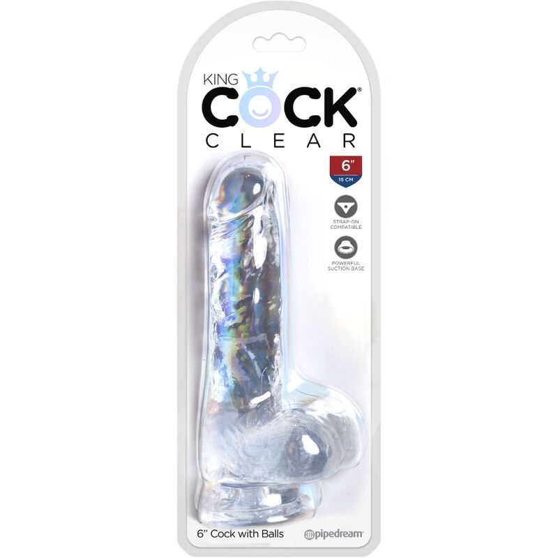 KING COCK - CLEAR PÉNIS RÉALISTE AVEC BOULES 13.5 CM TRANSPARENT KING COCK