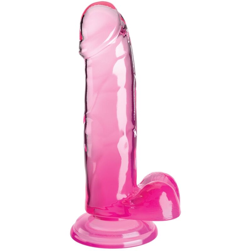 KING COCK - CLEAR PÉNIS RÉALISTE AVEC BOULES 15.2 CM ROSE KING COCK