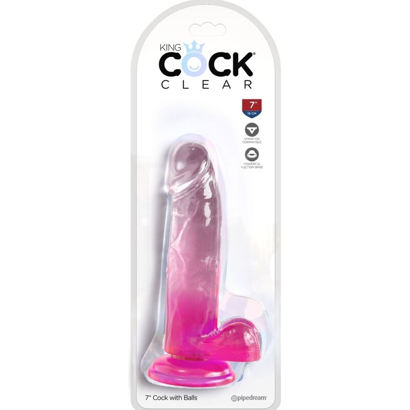 KING COCK - CLEAR PÉNIS RÉALISTE AVEC BOULES 15.2 CM ROSE KING COCK