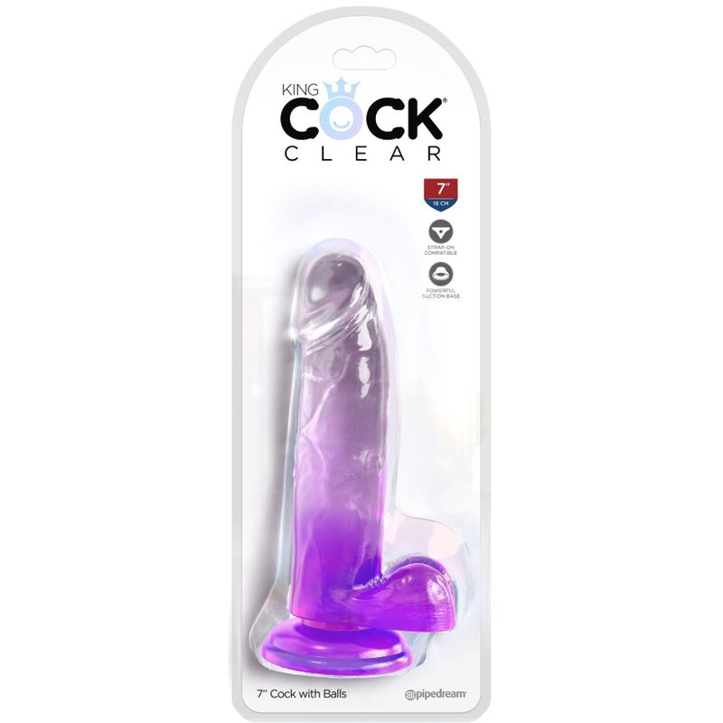 KING COCK - CLEAR PÉNIS RÉALISTE AVEC BOULES 15.2 CM VIOLET KING COCK