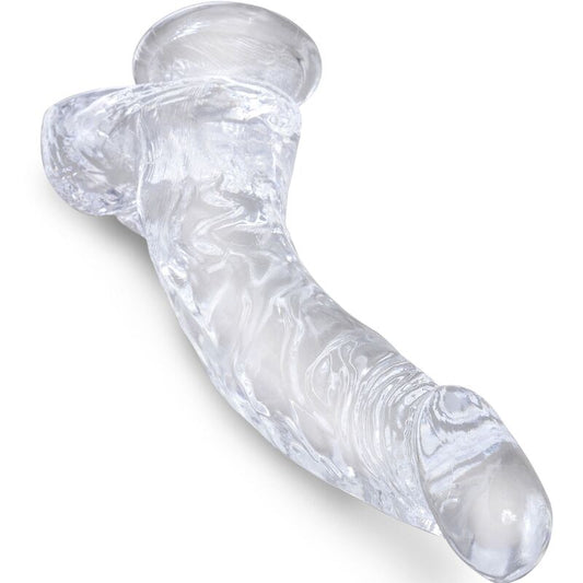 KING COCK - CLEAR PÉNIS COURBE RÉALISTE AVEC BOULES 16.5 CM TRANSPARENT KING COCK