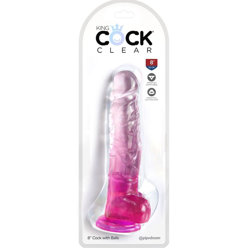 KING COCK - CLEAR PÉNIS RÉALISTE AVEC BOULES 16.5 CM ROSE KING COCK