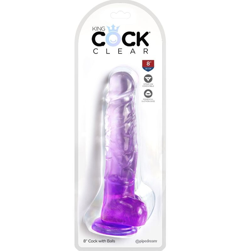 KING COCK - CLEAR PÉNIS RÉALISTE AVEC BOULES 16.5 CM VIOLET KING COCK