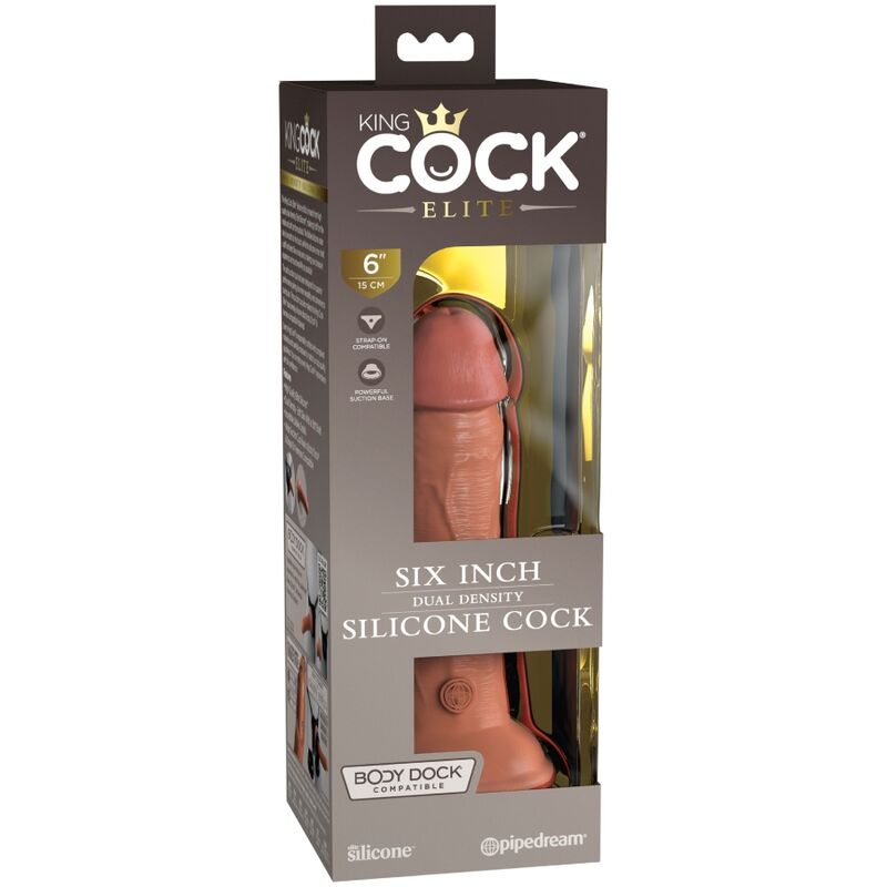 KING COCK - ELITE GODE RÉALISTE EN SILICONE 15.2 CM CARAMEL KING COCK