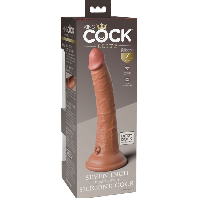 KING COCK - ELITE GODE RÉALISTE EN SILICONE 17.8 CM CARAMEL KING COCK