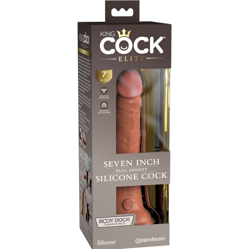KING COCK - ELITE GODE RÉALISTE EN SILICONE 17.8 CM CARAMEL KING COCK