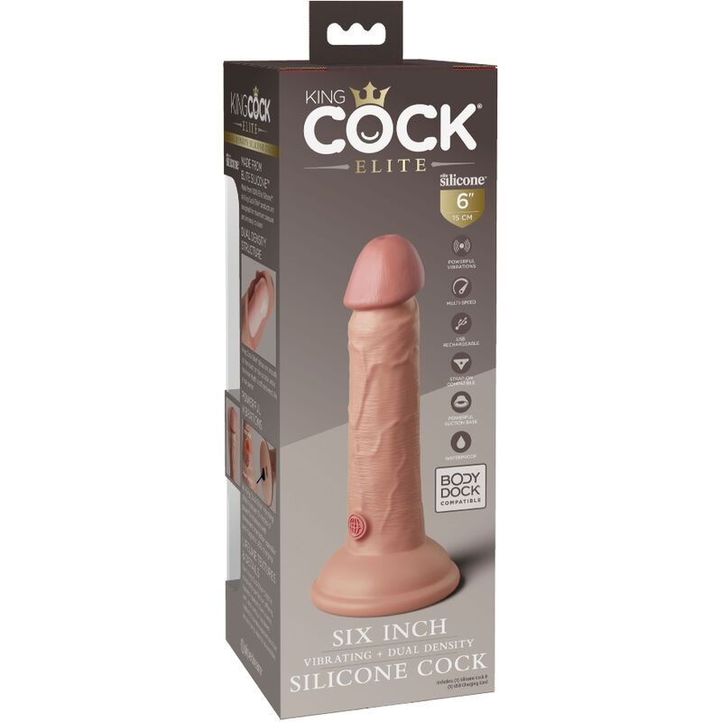 KING COCK - ELITE GODE RÉALISTE VIBRANT & SILICONE 15.2 CM KING COCK