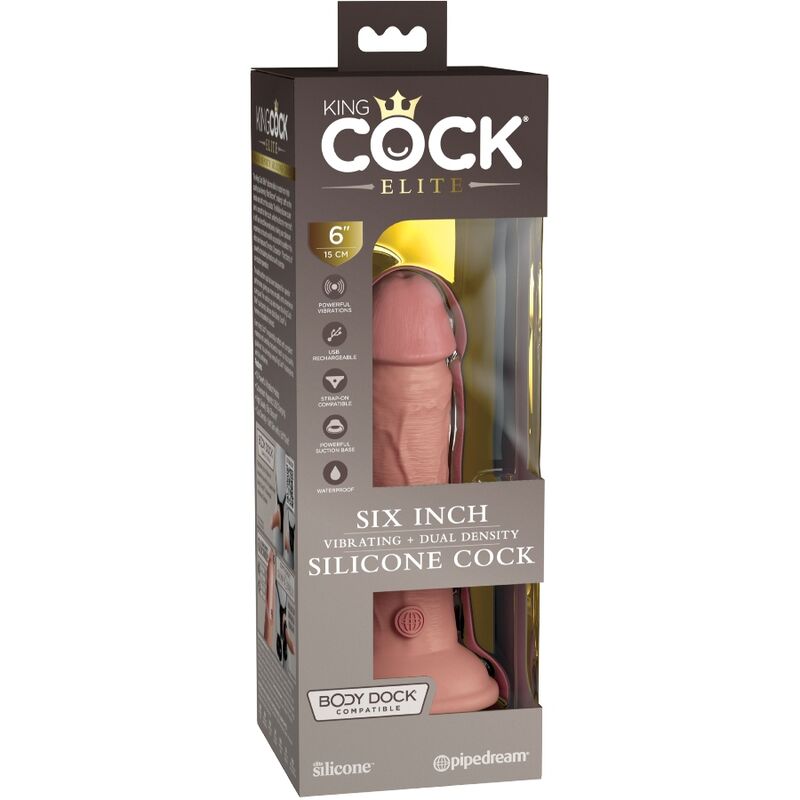 KING COCK - ELITE GODE RÉALISTE VIBRANT & SILICONE 15.2 CM KING COCK