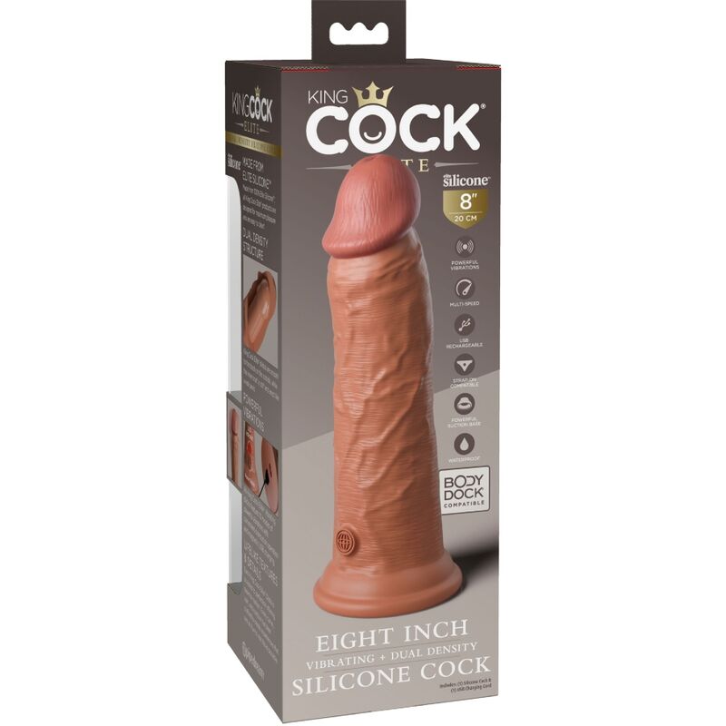 KING COCK - ELITE GODE RÉALISTE VIBRANT & SILICONE 20.3 CM CARAMEL KING COCK