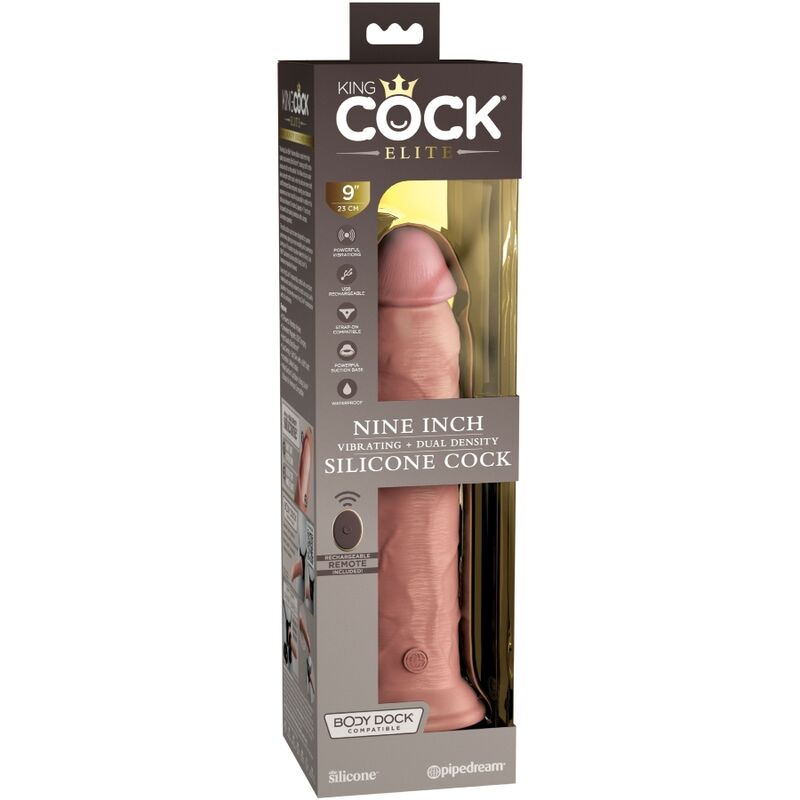 KING COCK - ELITE VIBRATEUR GODE RÉALISTE & TÉLÉCOMMANDE EN SILICONE 23 CM KING COCK