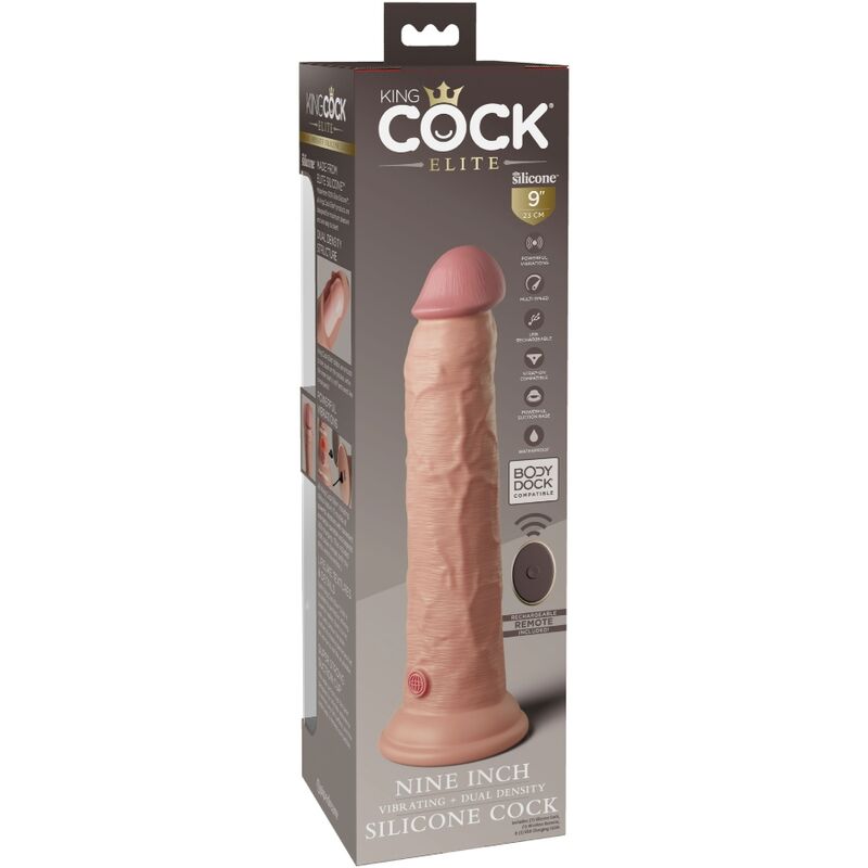KING COCK - ELITE VIBRATEUR GODE RÉALISTE & TÉLÉCOMMANDE EN SILICONE 23 CM KING COCK