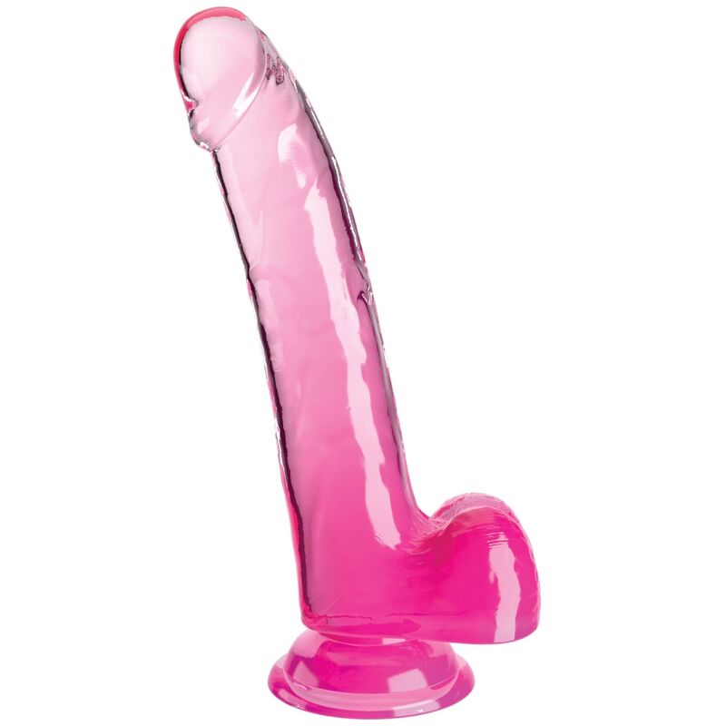 KING COCK - CLEAR GODE AVEC TESTICULES 20.3 CM ROSE KING COCK