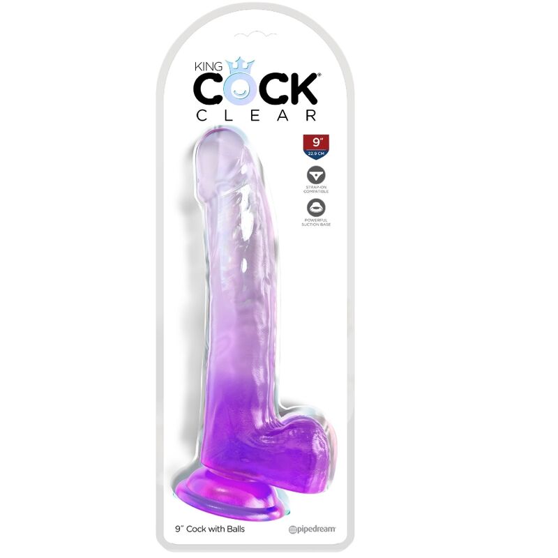 KING COCK - CLEAR GODE AVEC TESTICULES 20.3 CM VIOLET KING COCK