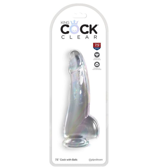 KING COCK - CLEAR GODE AVEC TESTICULES 15.2 CM TRANSPARENT KING COCK