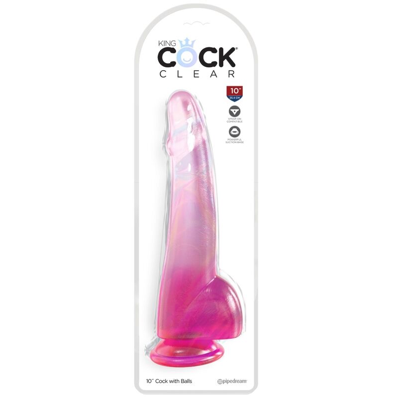 KING COCK - CLEAR GODE  TESTICULES 19 CM ROSE KING COCK