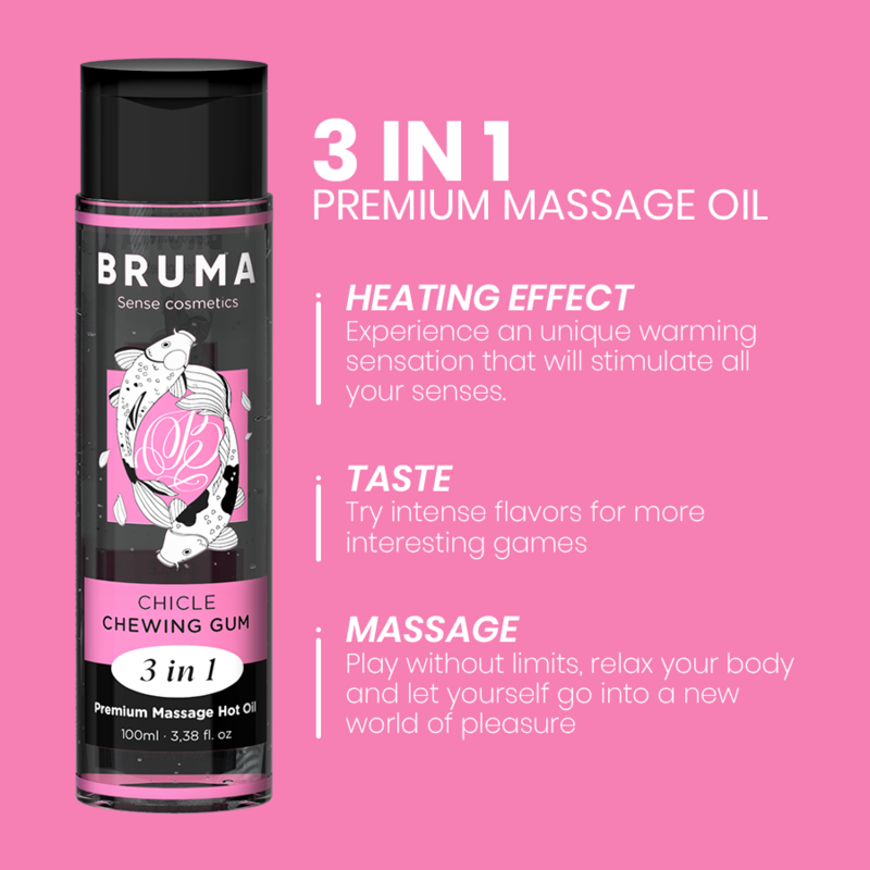 BRUMA - HUILE DE MASSAGE PREMIUM EFFET CHALEUR SAVEUR GOMME 3 EN 1 - 100 ML BRUMA