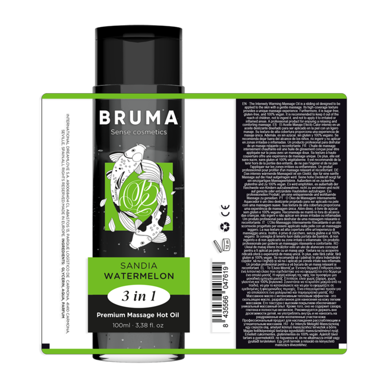 BRUMA - HUILE DE MASSAGE PREMIUM EFFET CHALEUR SAVEUR DE PASTÈQUE 3 EN 1 - 100 ML BRUMA