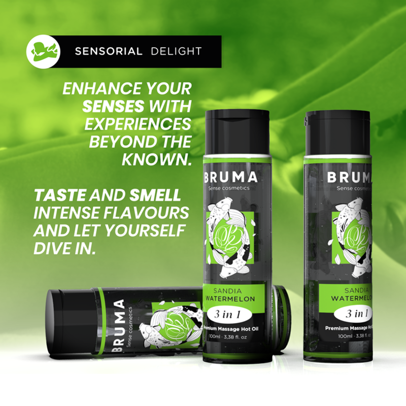 BRUMA - HUILE DE MASSAGE PREMIUM EFFET CHALEUR SAVEUR DE PASTÈQUE 3 EN 1 - 100 ML BRUMA