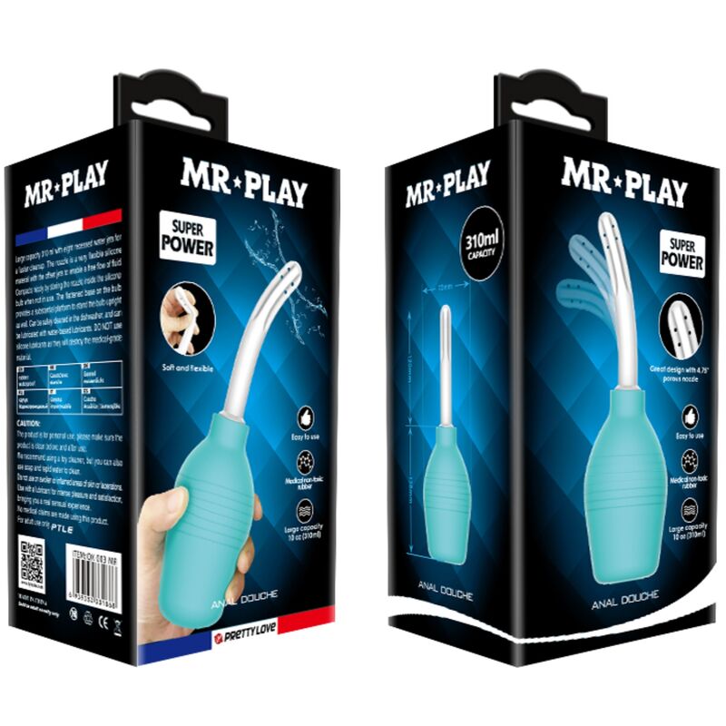 MR PLAY - DOUCHE EN CAOUTCHOUC BLEU POIRE ANAL MR PLAY