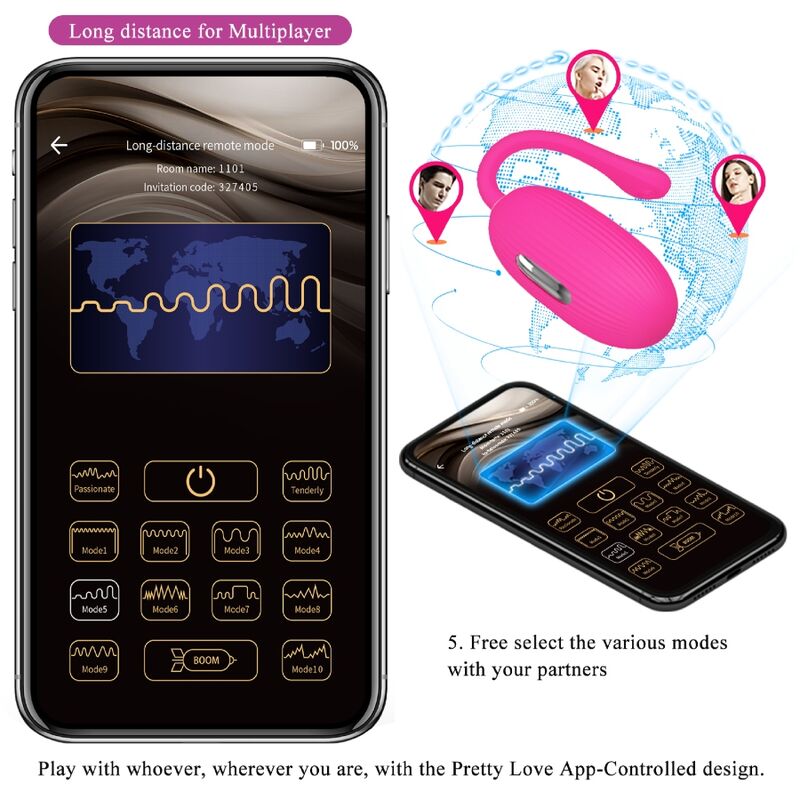 PRETTY LOVE - OEUF VIBRANT RECHARGEABLE DOREEN MAGENTA TÉLÉCOMMANDE PRETTY LOVE SMART