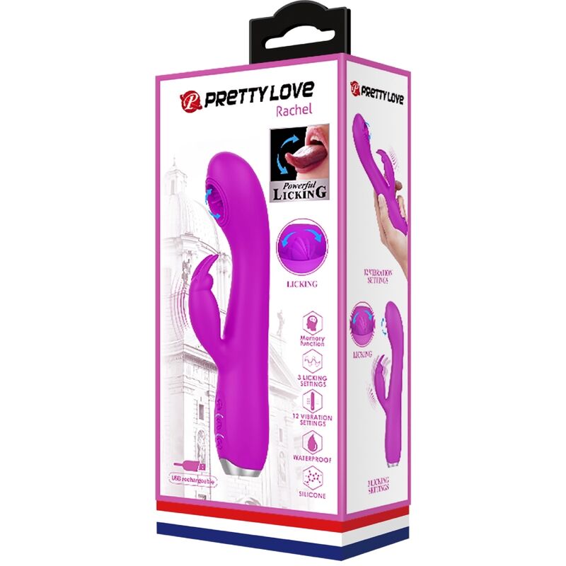 PRETTY LOVE - VIBRATEUR RECHARGEABLE RACHEL AVEC VENTOUSE VIOLETTE PRETTY LOVE C-TYPE