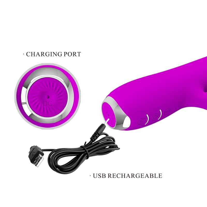 PRETTY LOVE - VIBRATEUR RECHARGEABLE RACHEL AVEC VENTOUSE VIOLETTE PRETTY LOVE C-TYPE