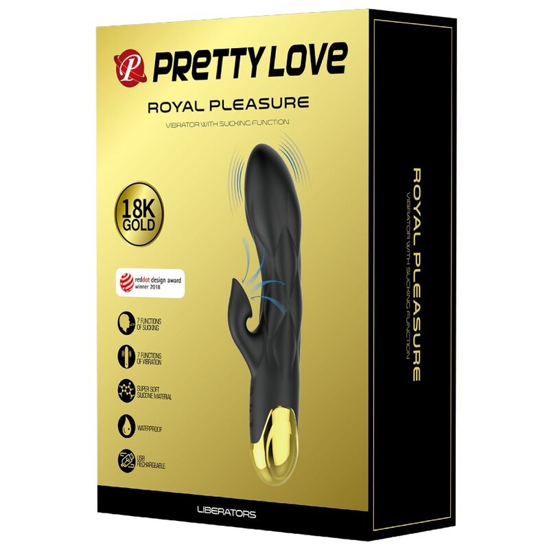PRETTY LOVE - VIBRATEUR DE LUXE RECHARGEABLE NOIR PLAQUÉ OR PRETTY LOVE C-TYPE