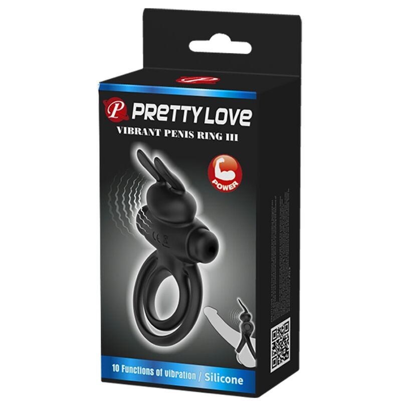 PRETTY LOVE - ANNEAU DE LAPIN VIBRATOR III POUR PÉNIS NOIR PRETTY LOVE MALE
