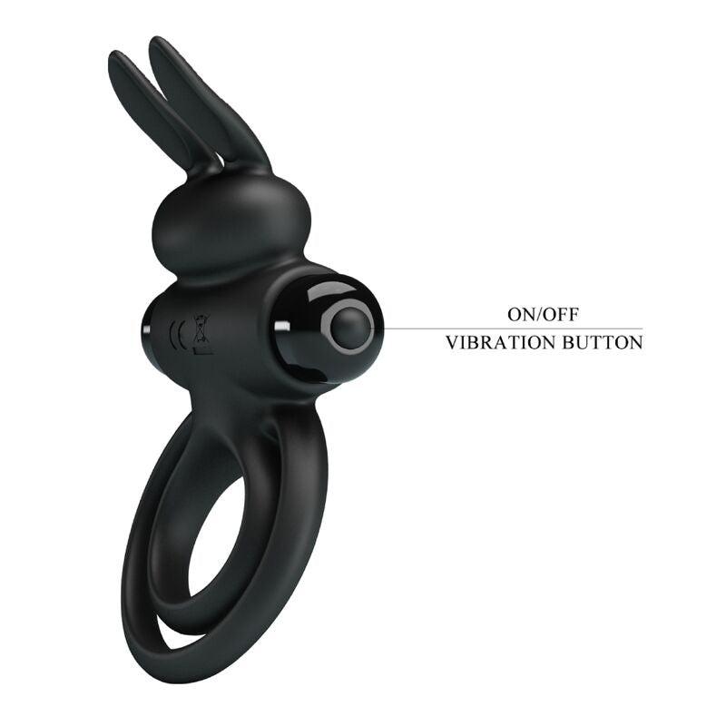 PRETTY LOVE - ANNEAU DE LAPIN VIBRATOR III POUR PÉNIS NOIR PRETTY LOVE MALE