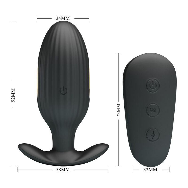 PRETTY LOVE - VIBRATEUR ANAL RECHARGEABLE KELLY PLUG NOIR PRETTY LOVE BOTTOM