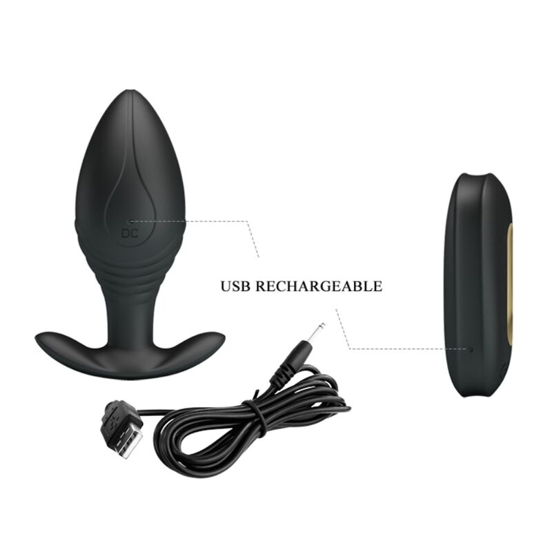 PRETTY LOVE - VIBRATEUR RECHARGEABLE REGINA ANAL PLUG NOIR PRETTY LOVE BOTTOM