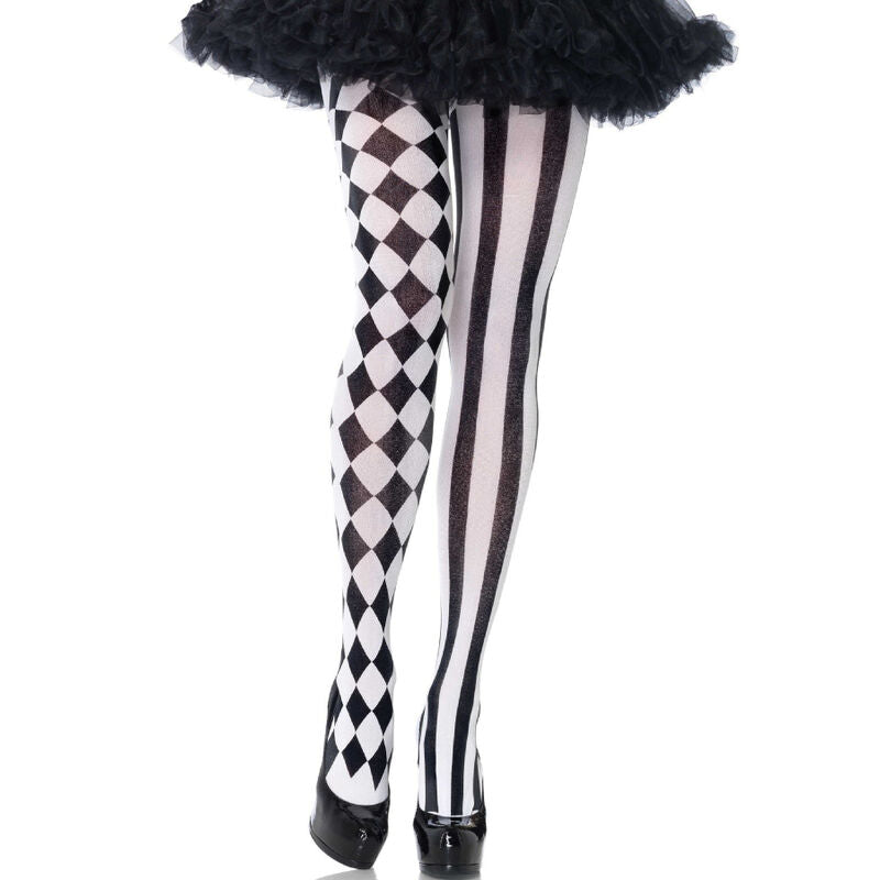 LEG AVENUE - COLLANTS ARLEQUIN NOIR/BLANC LEG AVENUE HOSIERY