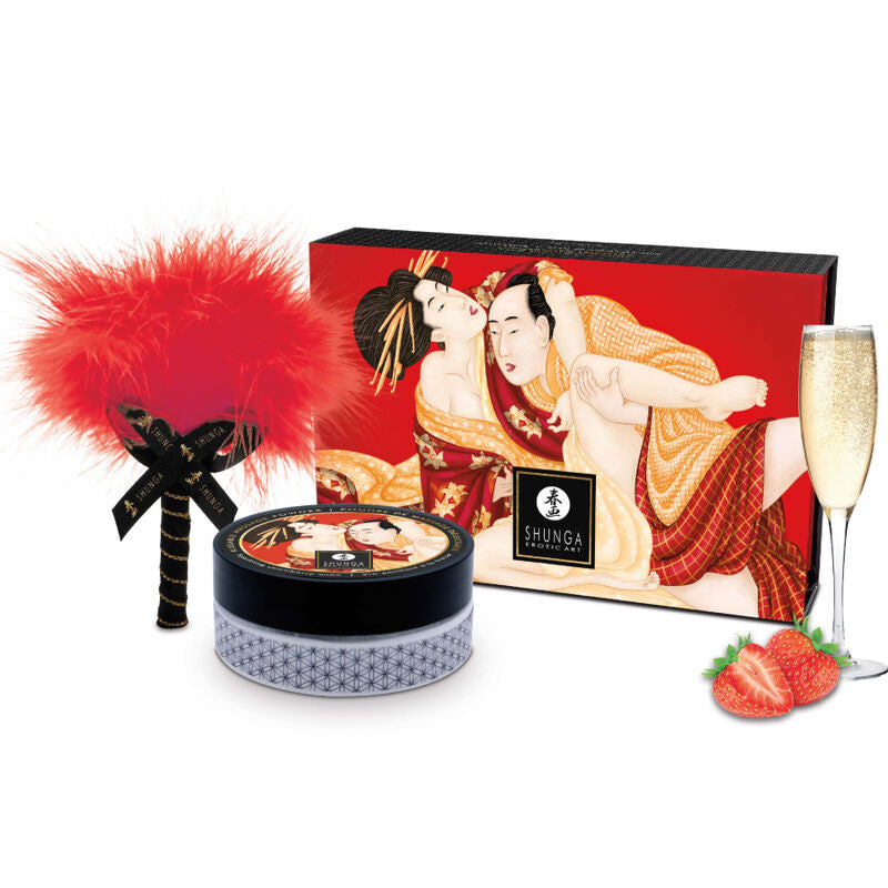 SHUNGA - KIT DE POUDRE DE MASSAGE COMESTIBLE À LA FRAISE SHUNGA BODY POWER