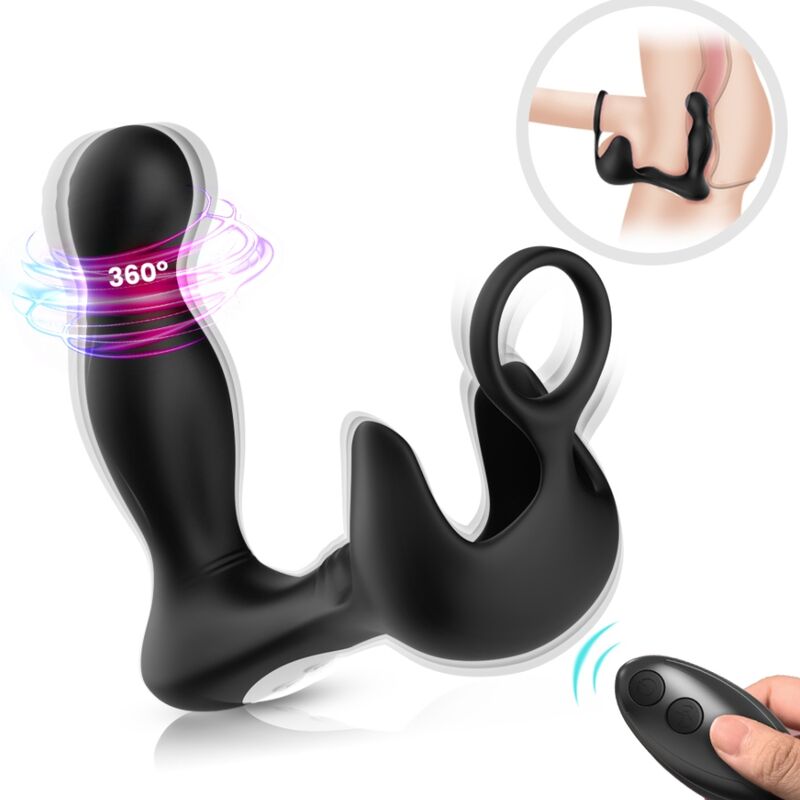 ARMONY - VIBRATEUR SURROUND ANAL & STIMULATEUR TESTICULOS & ANNEAU TÉLÉCOMMANDE NOIR ARMONY FOR HIM
