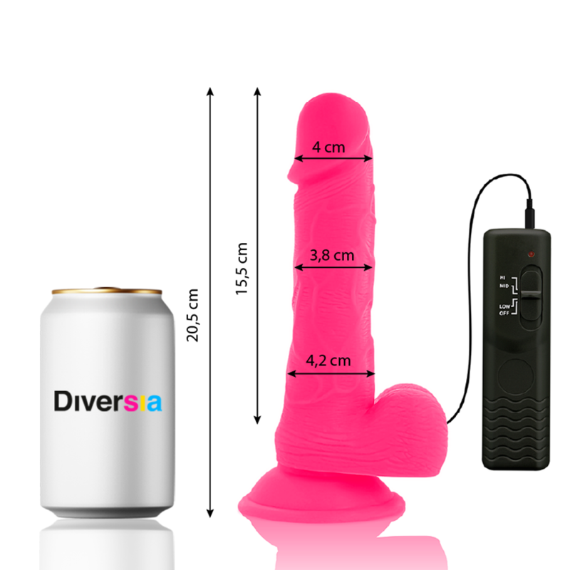 DIVERSIA - DILDO VIBRANT FLEXIBLE ROSE 20.5 CM -O- 4.2 CM DIVERSIA