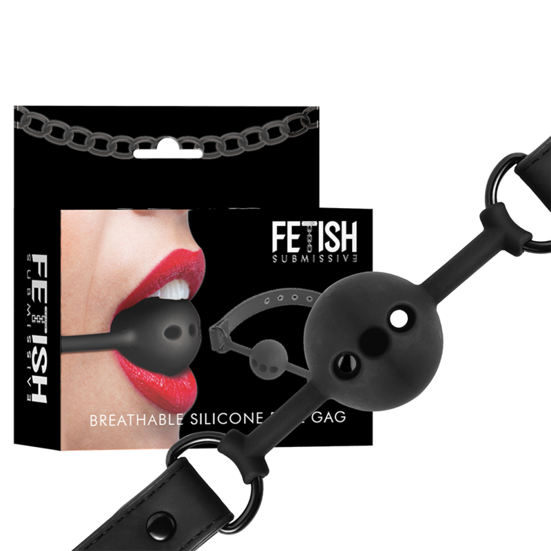 FETISH SUBMISSIVE BONDAGE - BÂILLON À BOULE EN SILICONE RESPIRANT FETISH SUBMISSIVE BONDAGE
