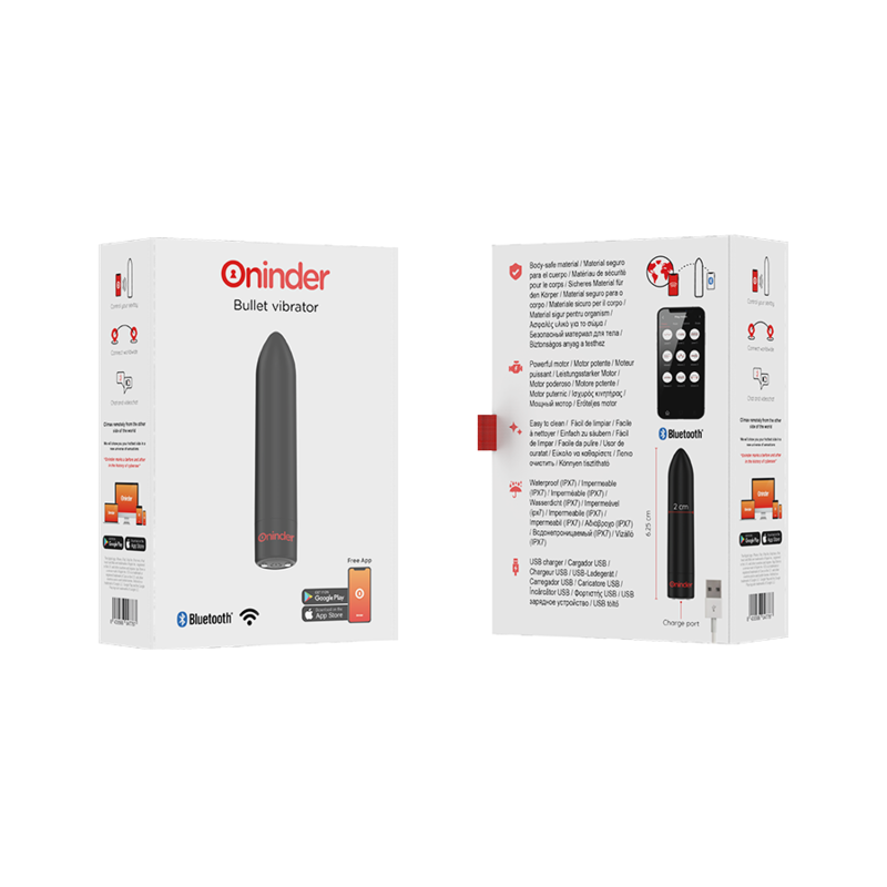ONINDER - BERLIN VIBRATEUR BULLET NOIR 9 MODES 8,5 X 2 CM - APPLICATION GRATUITE ONINDER