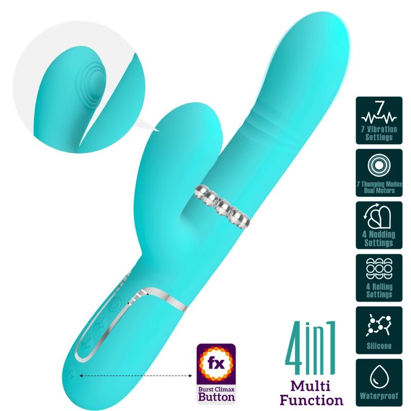 PRETTY LOVE - VIBRATEUR MULTIFONCTION G-SPOT VERT AQUA PRETTY LOVE FLIRTATION