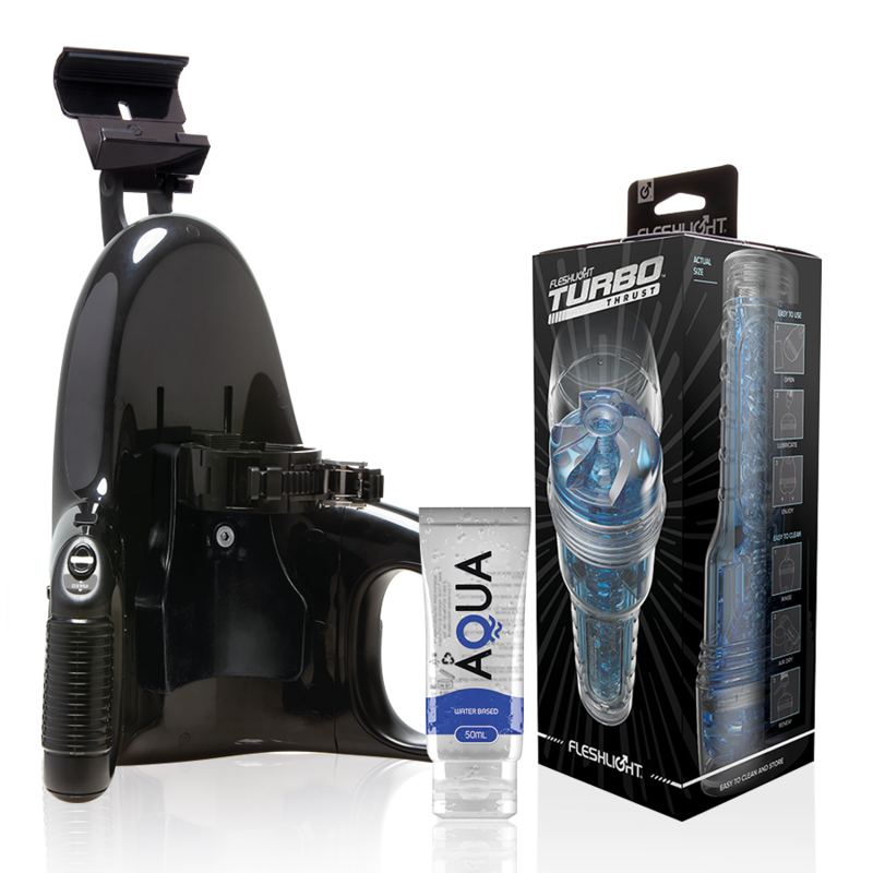 FLESHLIGHT - TURBO THRUST BLUE ICE + LANCEMENT UNIVERSEL + LUBRIFIANT QUALITÉ AQUA 50 ML FLESHLIGHT