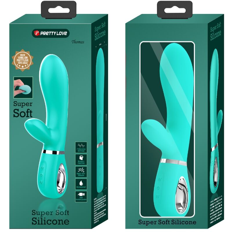 PRETTY LOVE - VIBRATEUR MULTIFONCTION G-SPOT THOMAS VERT AQUA PRETTY LOVE FLIRTATION