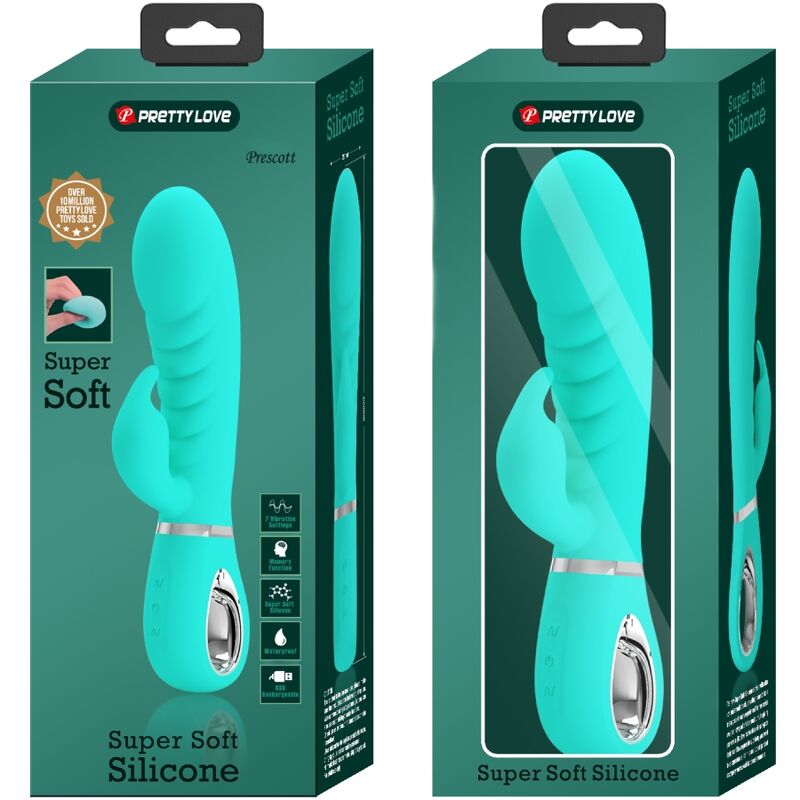 PRETTY LOVE - VIBRATEUR MULTIFONCTION G-SPOT PRESCOTT VERT AQUA PRETTY LOVE FLIRTATION