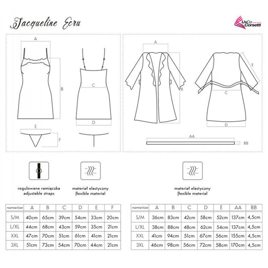 LIVCO CORSETTI FASHION - JACQUELINE LC 90249 ROBE DE CHAMBRE + CHEMISE + CULOTTE ECRU L/XL LIVCO CORSETTI SETS