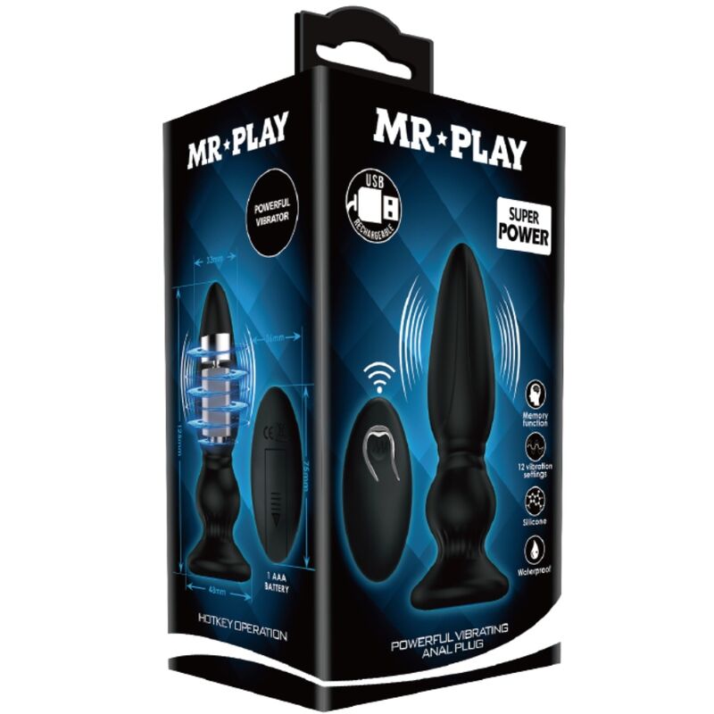 MR PLAY - PUISSANT VIBRATEUR TÉLÉCOMMANDE PLUG ANAL NOIR MR PLAY