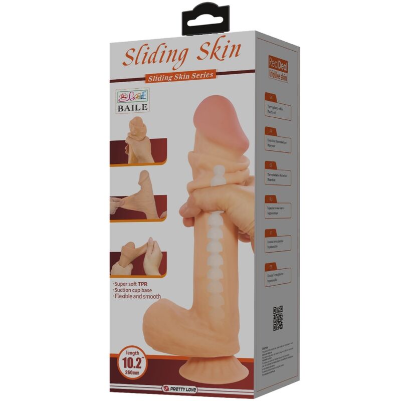 PRETTY LOVE - SÉRIE SLIDING SKIN GODE RÉALISTE AVEC VENTOUSE SLIDING SKIN FLESH 26 CM PRETTY LOVE HIGH GRADE