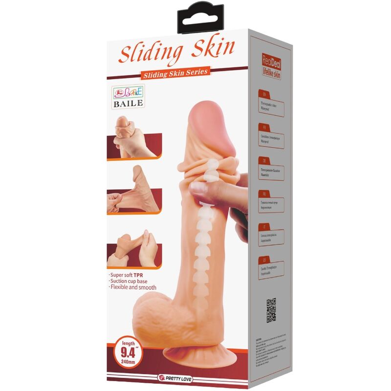 PRETTY LOVE - SÉRIE SLIDING SKIN GODE RÉALISTE AVEC VENTOUSE SLIDING SKIN 24 CM PRETTY LOVE HIGH GRADE
