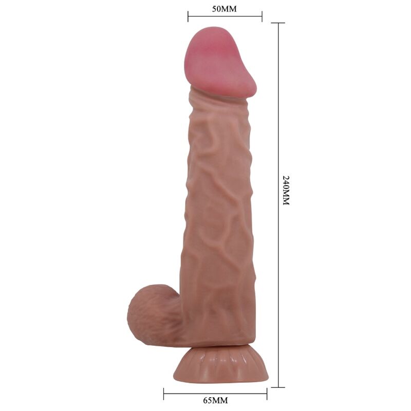 PRETTY LOVE - SÉRIE SLIDING SKIN GODE RÉALISTE AVEC VENTOUSE SLIDING SKIN MARRON 24 CM PRETTY LOVE HIGH GRADE